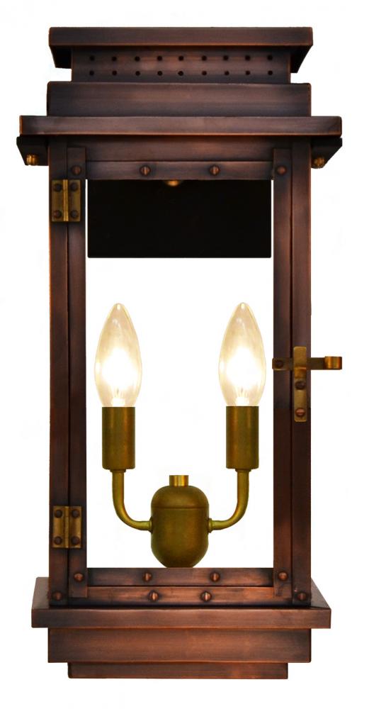 The CopperSmith Contempo 19&#34; Tall Copper Electric Wall Mount Outdoor Light Lantern Sconce