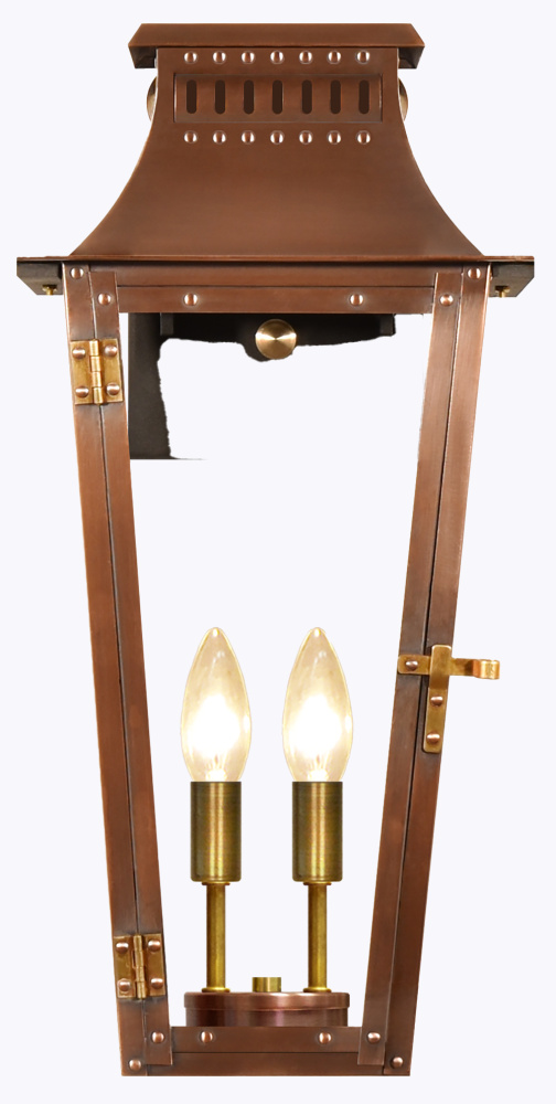 The CopperSmith East Bay 20&#34; Tall Copper Electric Wall Mount Outdoor Light Lantern Sconce