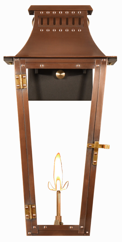 The CopperSmith East Bay 20&#34; Tall Copper Gas Wall Mount Outdoor Light Lantern Sconce