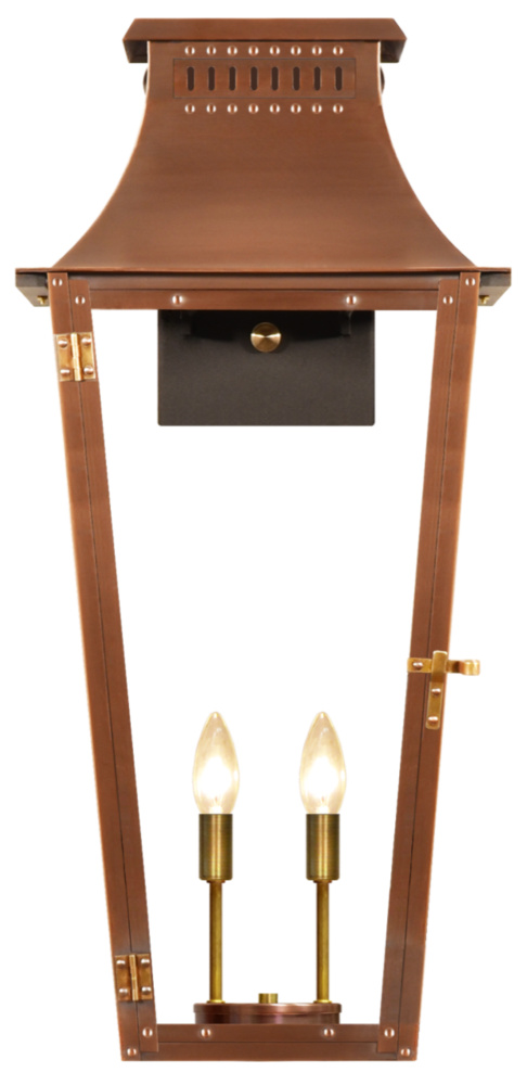 The CopperSmith East Bay 27&#34; Tall Copper Electric Wall Mount Outdoor Light Lantern Sconce