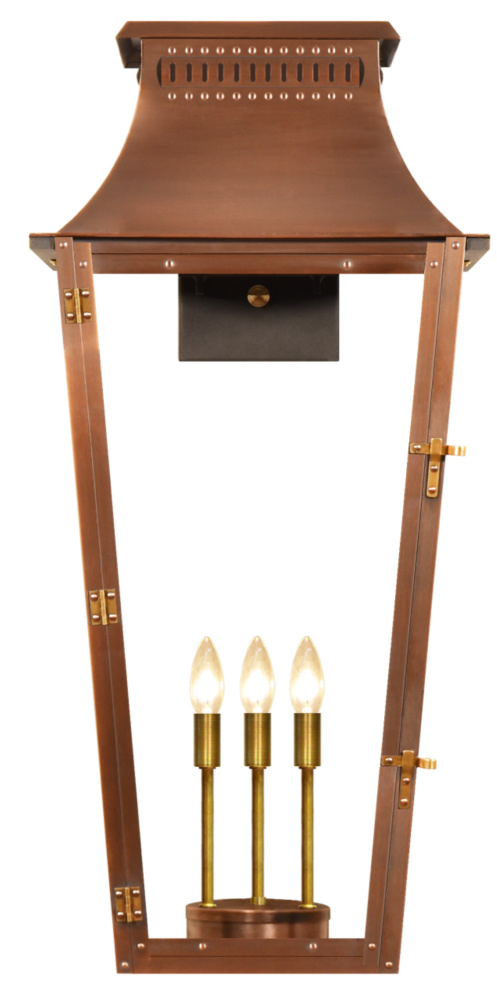 The CopperSmith East Bay 33&#34; Tall Copper Electric Wall Mount Outdoor Light Lantern Sconce