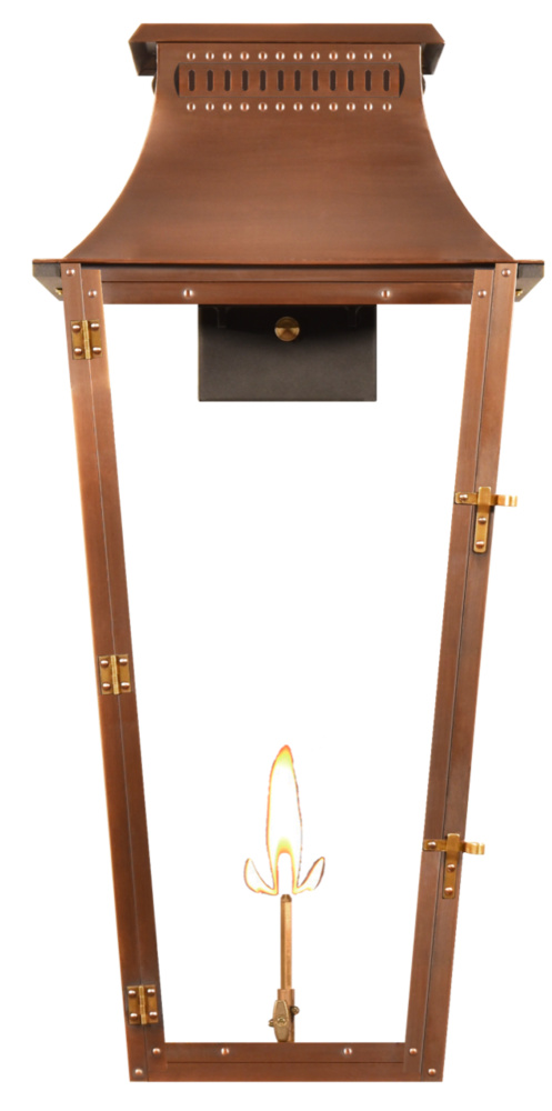 The CopperSmith East Bay 33&#34; Tall Copper Gas Wall Mount Outdoor Light Lantern Sconce