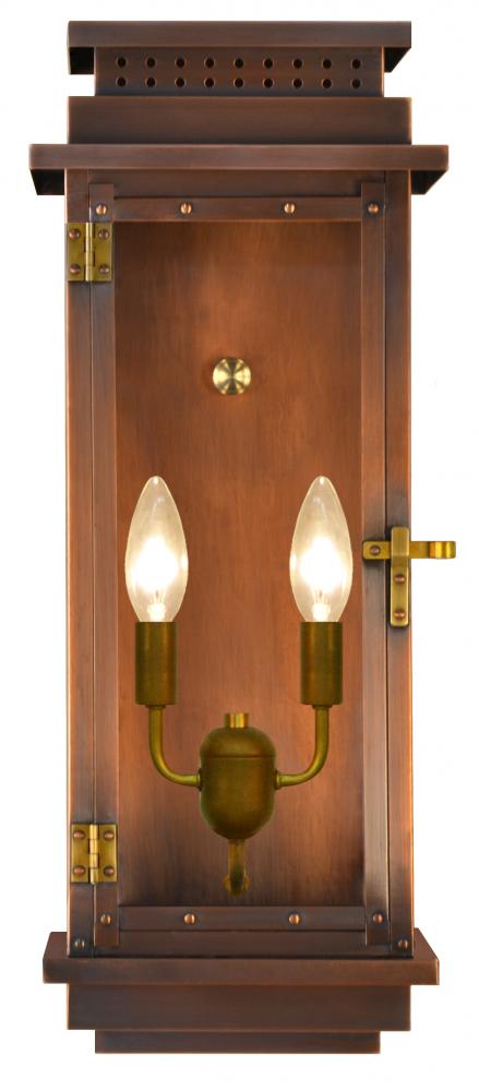 The CopperSmith Contempo Flush 19&#34; Tall Copper Electric Wall Mount Outdoor Light Lantern Sconce