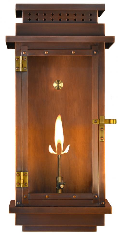 The CopperSmith Contempo Flush 22&#34; Tall Copper Gas Wall Mount Outdoor Light Lantern Sconce