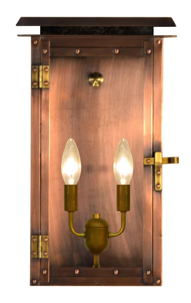 The CopperSmith Hyland Flush 15&#34; Tall Copper Electric Wall Mount Outdoor Light Lantern Sconce