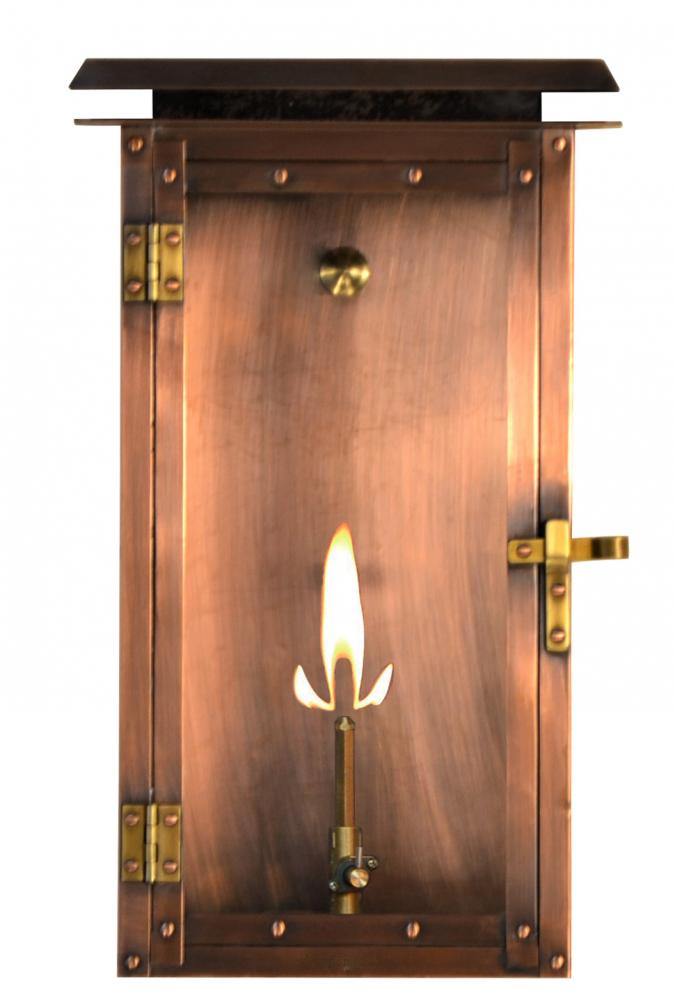 The CopperSmith Hyland Flush 15&#34; Tall Copper Gas Wall Mount Outdoor Light Lantern Sconce