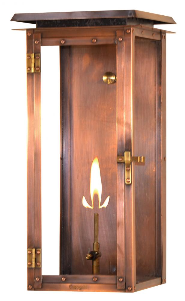 The CopperSmith Hyland Flush 18&#34; Tall Copper Gas Wall Mount Outdoor Light Lantern Sconce