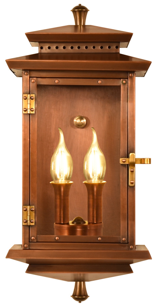 The CopperSmith Biltmore  Flush Traveler 19&#34; Tall Copper Electric Wall Mount Outdoor LT Lantern