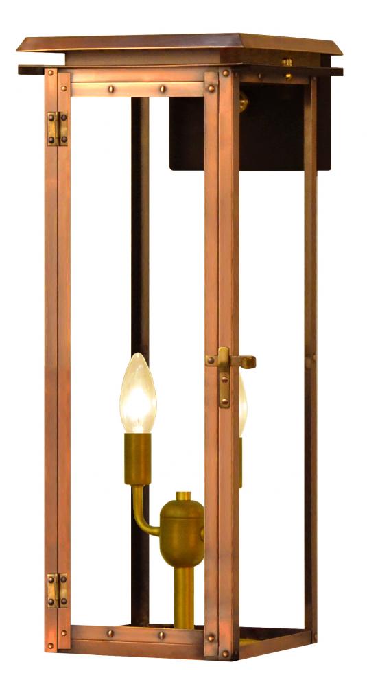 The CopperSmith Hyland 18&#34; Tall Copper Electric Wall Mount Outdoor Light Lantern Sconce