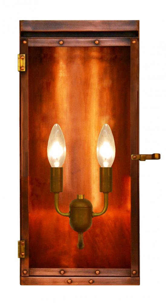 The CopperSmith Luna 18&#34; Tall Copper Electric Wall Mount Outdoor Light Lantern Sconce