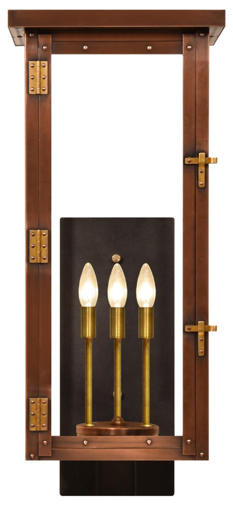 The CopperSmith Moneo 23&#34; Tall Copper Electric Wall Mount Outdoor Light Lantern Sconce