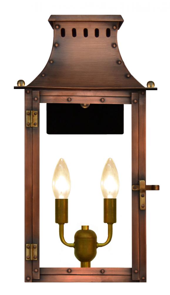 The CopperSmith Market Street 16&#34; Tall Copper Electric Wall Mount Outdoor Light Lantern Sconce