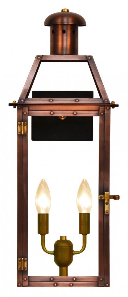 The CopperSmith Oakley 26&#34; Tall Copper Electric Wall Mount Outdoor Light Lantern Sconce