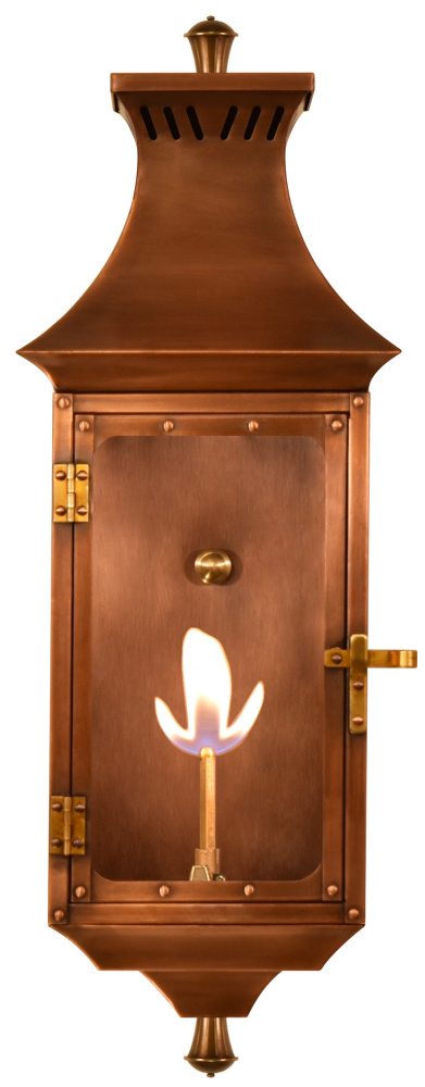 The CopperSmith Biltmore Collection Pinnacle 23&#34; Tall Copper Gas Wall Mount Outdoor Light Lanter