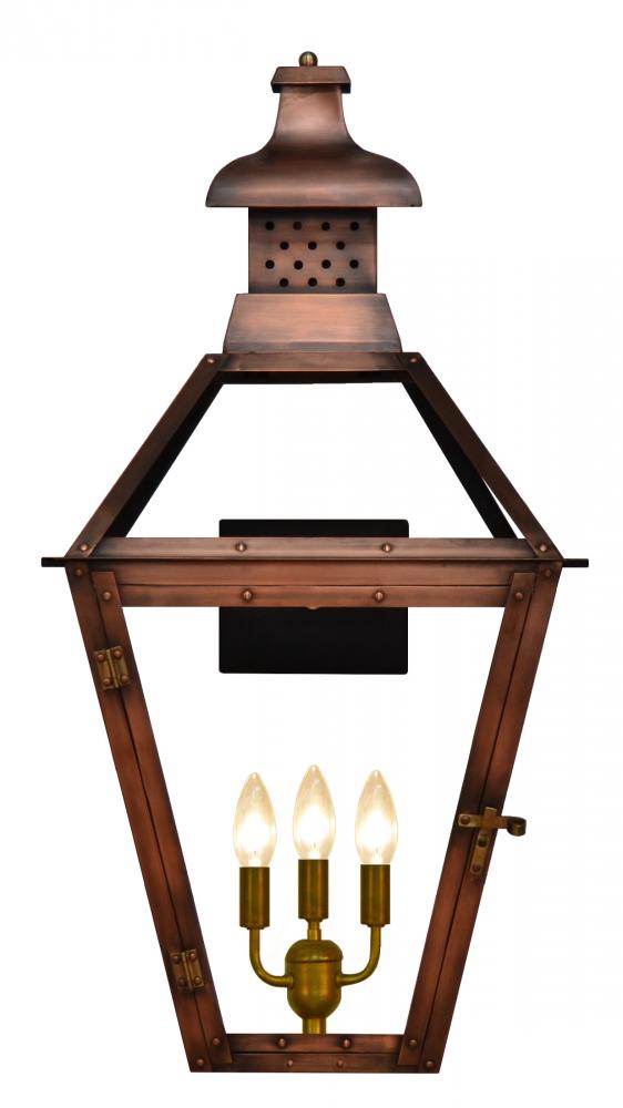 The CopperSmith Pebble Hill 32&#34; Tall Copper Electric Wall Mount Outdoor Light Lantern Sconce