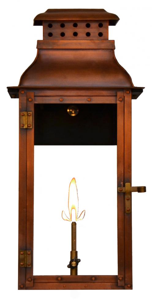 The CopperSmith Palmetto Street 19&#34; Tall Copper Gas Wall Mount Outdoor Light Lantern Sconce