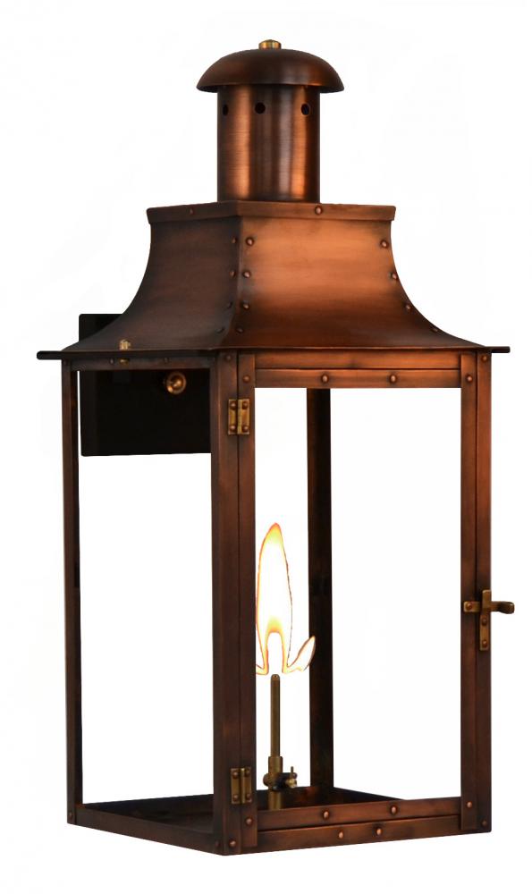 The CopperSmith Somerset 27&#34; Tall Copper Gas Wall Mount Outdoor Light Lantern Sconce