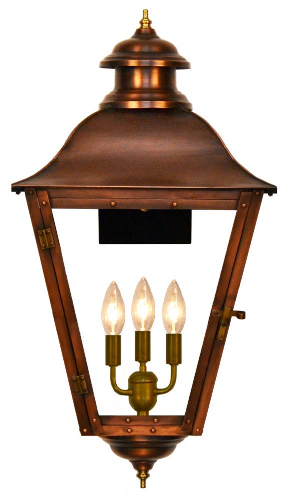 The CopperSmith State Street 33&#34; Tall Copper Electric Wall Mount Outdoor Light Lantern Sconce