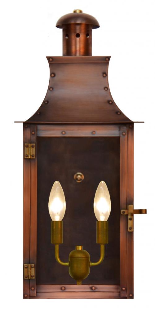 The CopperSmith Terra 20&#34; Tall Copper Electric Wall Mount Outdoor Light Lantern Sconce