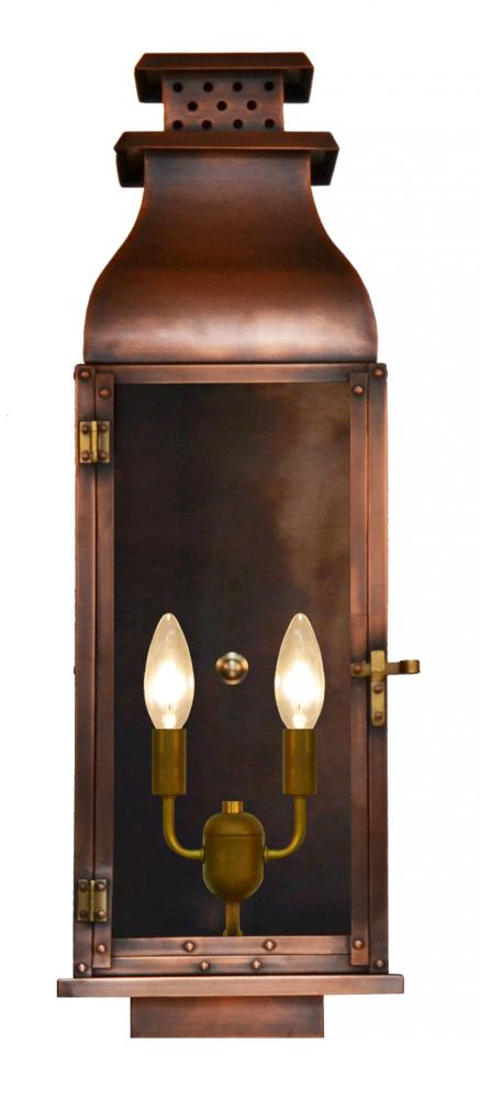 The CopperSmith Water Street 28&#34; Tall Copper Electric Wall Mount Outdoor Light Lantern Sconce