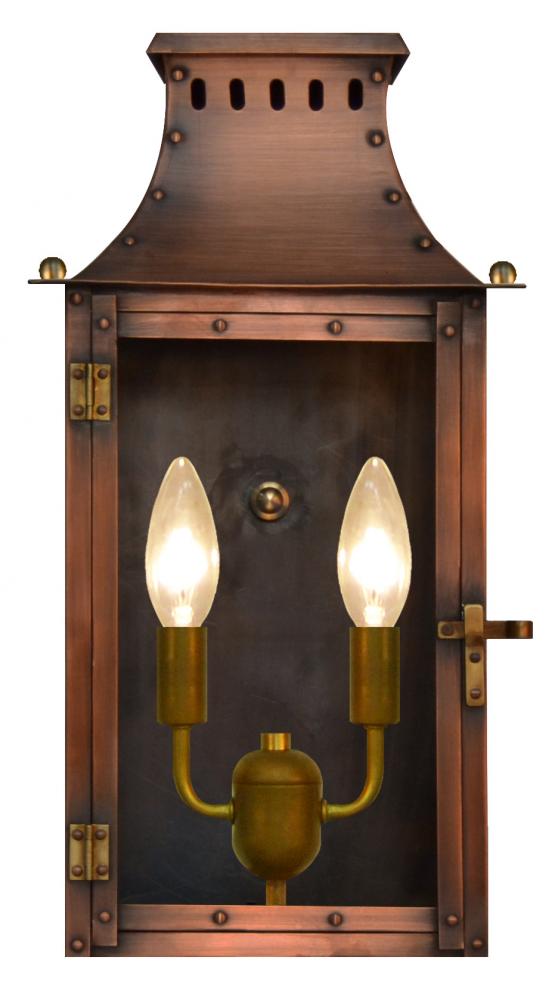 The CopperSmith Yorktown 19&#34; Tall Copper Electric Wall Mount Outdoor Light Lantern Sconce