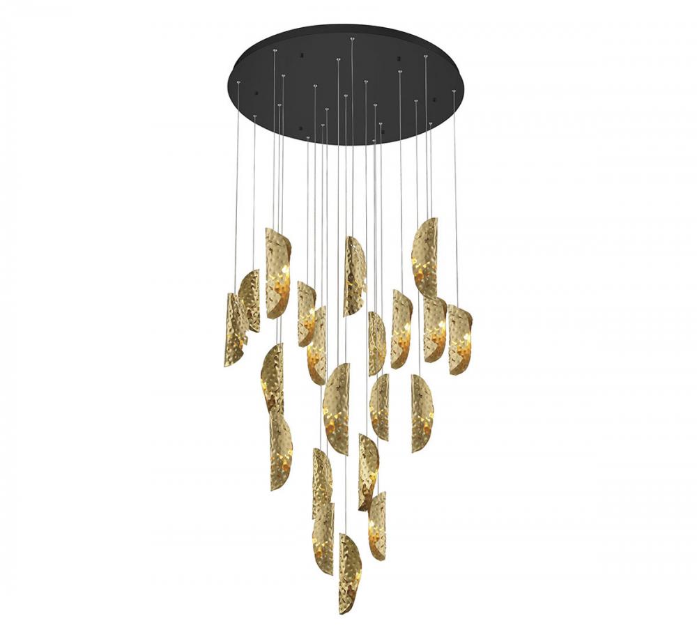Sorrento, 21 Light Round LED Chandelier, Copper, Black Canopy