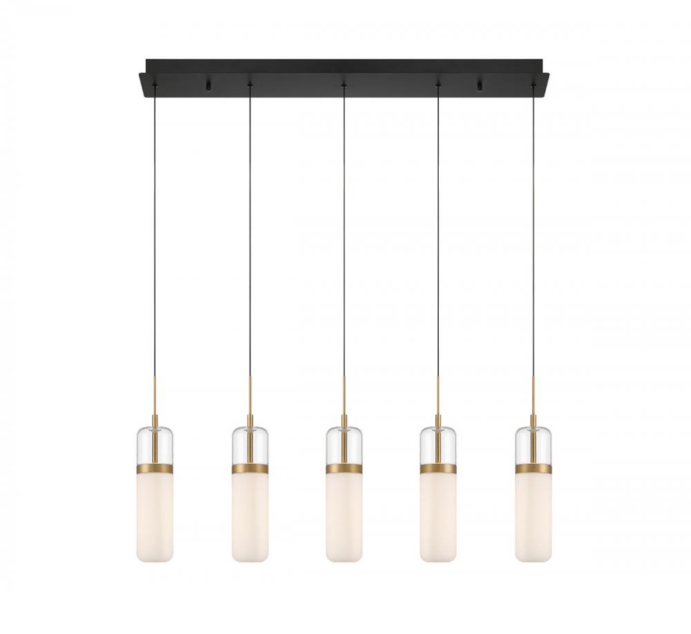 Verona, 5 Light Linear LED Chandelier, Matte Black
