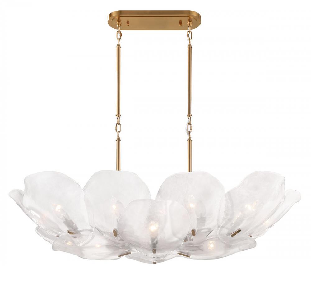 Corato, 14 Light Chandelier, Brushed Brass with Translucent White Glass