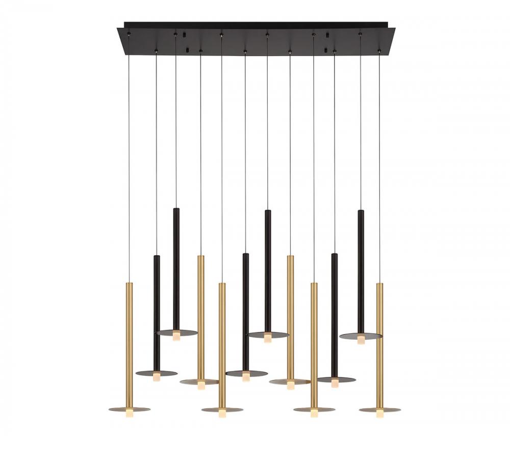 Piatto, 12 Light Linear LED Chandelier, Mixed