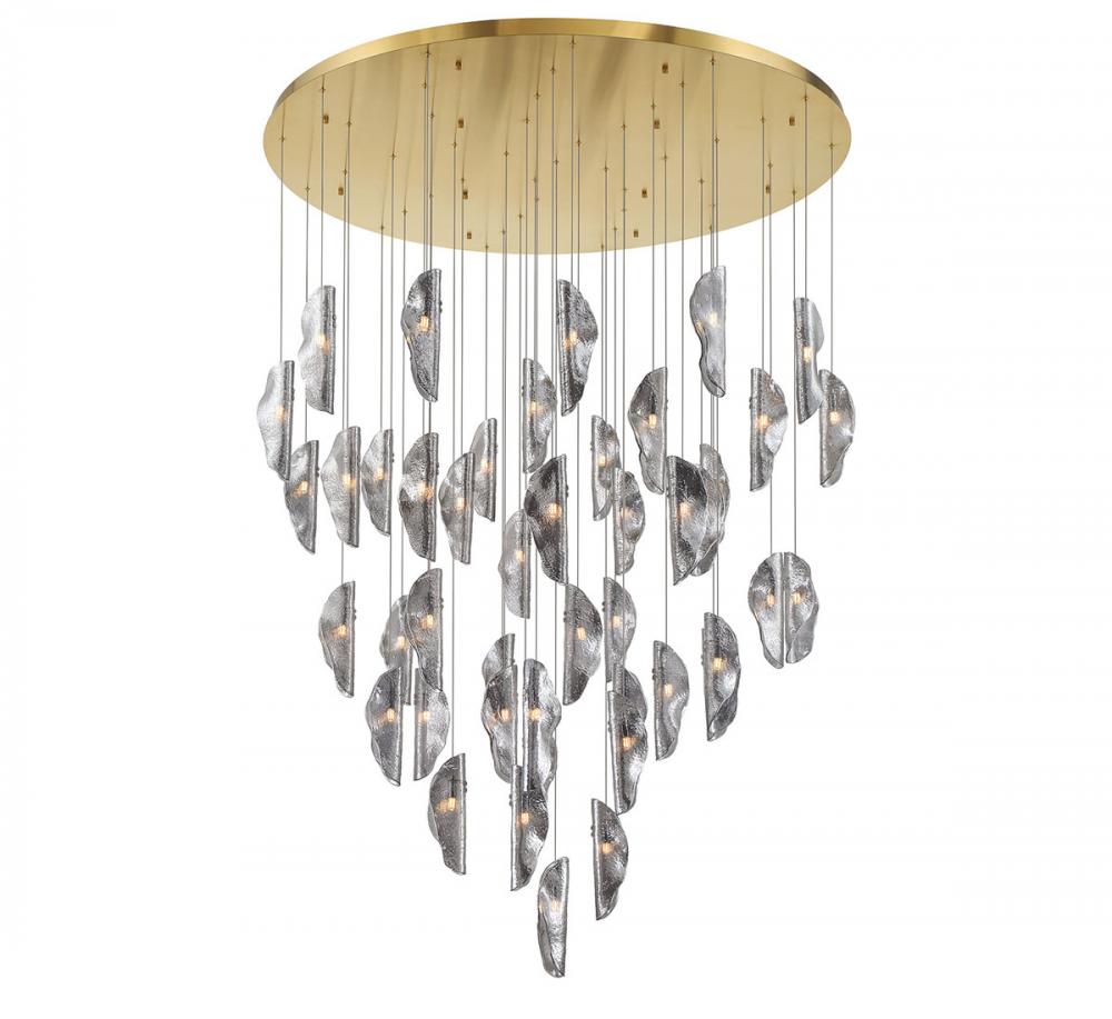 Sorrento, 45 Light LED Grand Chandelier, Smoke, Gold Canopy