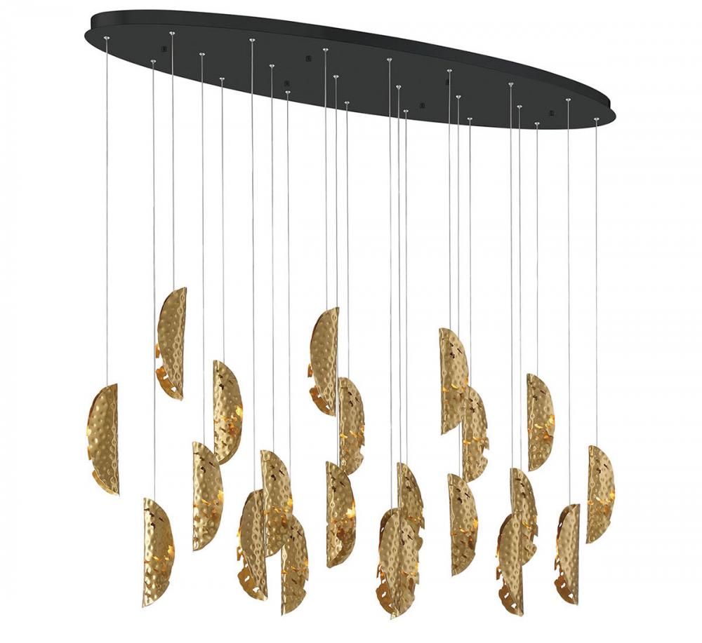 Sorrento, 22 Light Oval LEDChandelier, Copper, Black Canopy