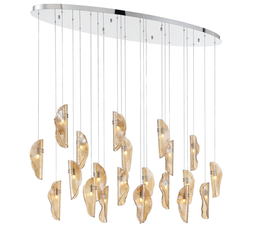 Sorrento 22 Light Oval LED Chandelier Amber Chrome Canopy