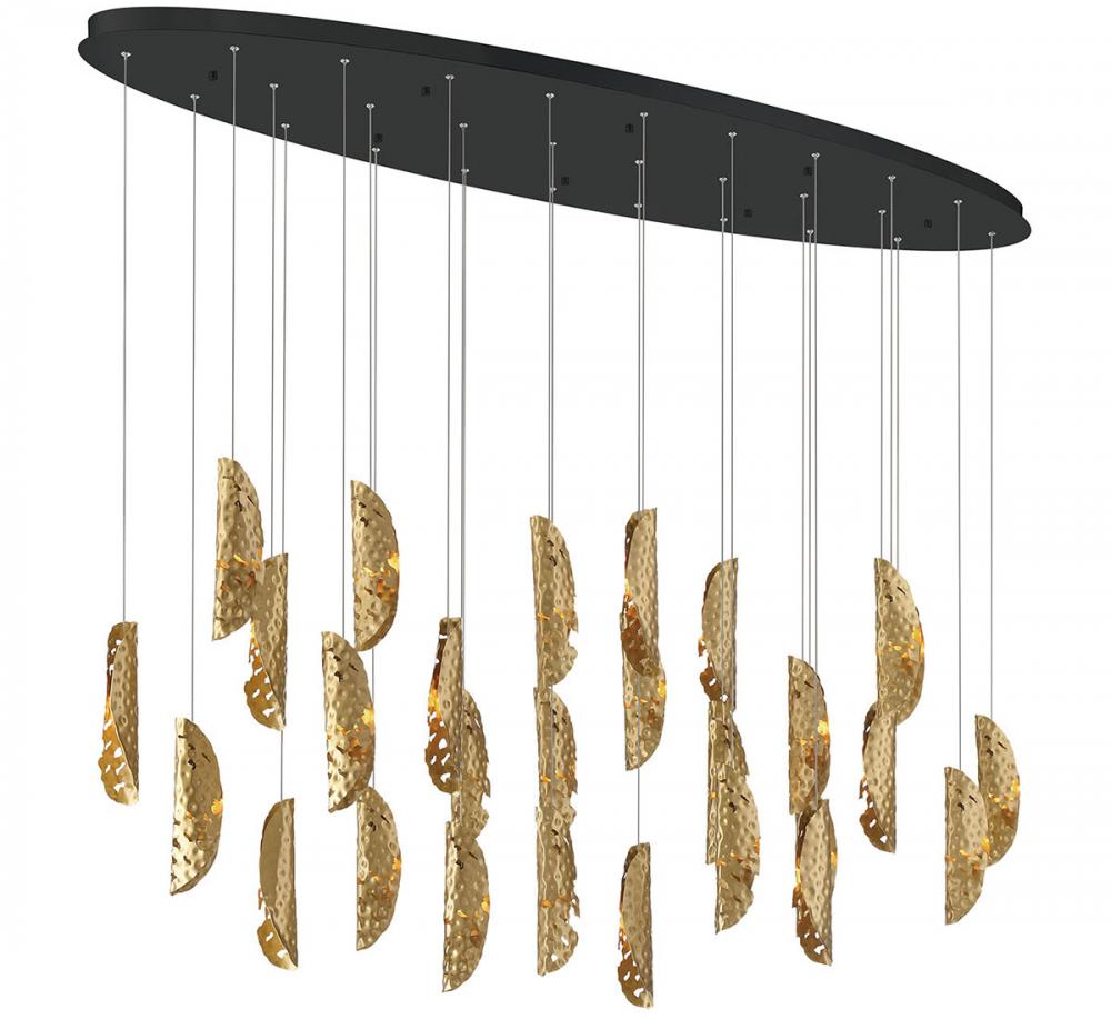 Sorrento, 28 Light Oval LED Chandelier, Copper, Black Canopy