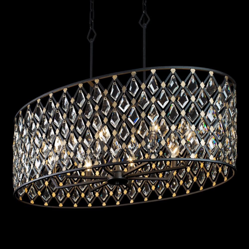 Windsor 8-Lt Crystal Oval Linear Pendant - Carbon/Havana Gold