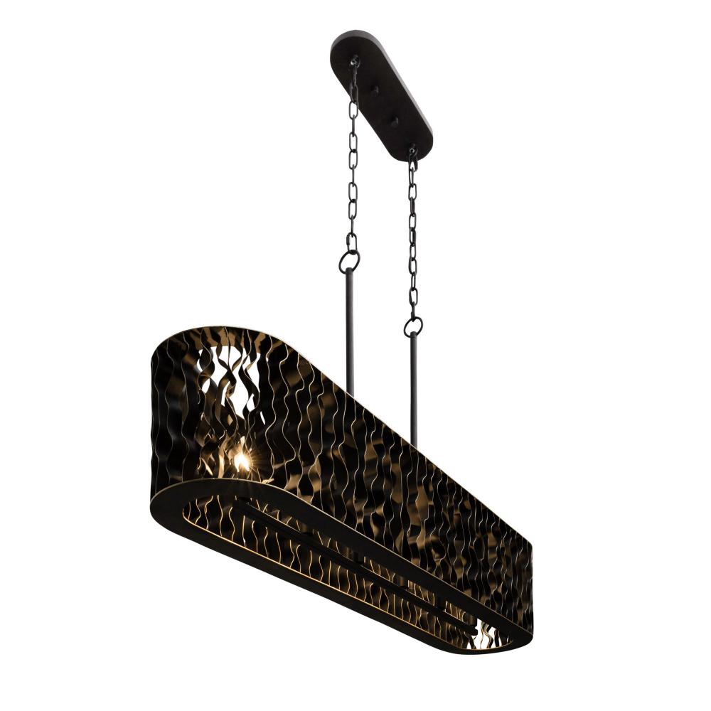 Estela 6-Lt Linear Pendant - Matte Black/French Gold