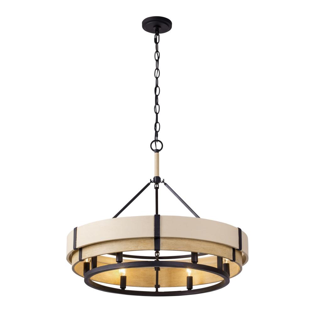 Blonde Moment 6-Lt Pendant - Matte Black/Honey/Medium Oak