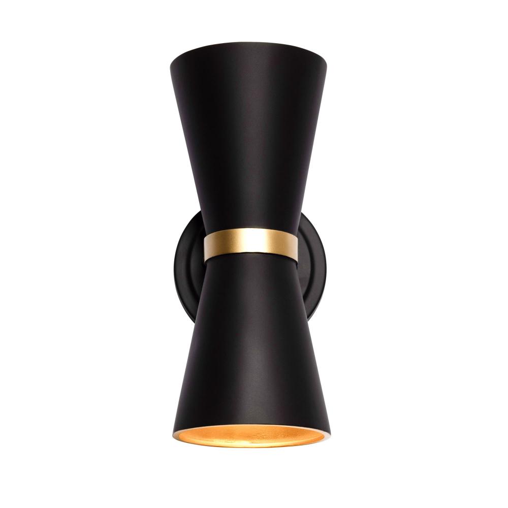 Mad Hatter 2-Lt Sconce - Matte Black/French Gold