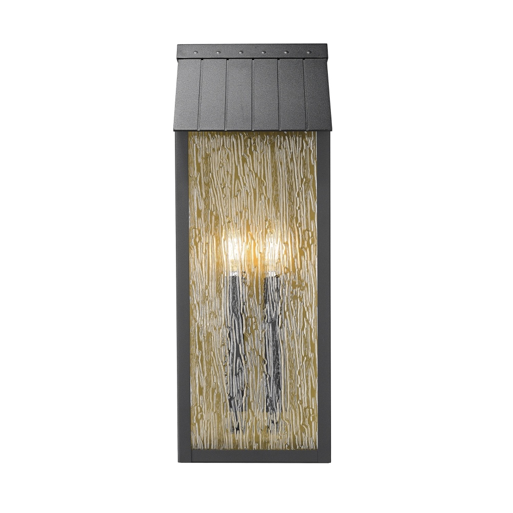 Point 2 Light 21.5&#34; Outdoor Wall Sconce, Black and Brass