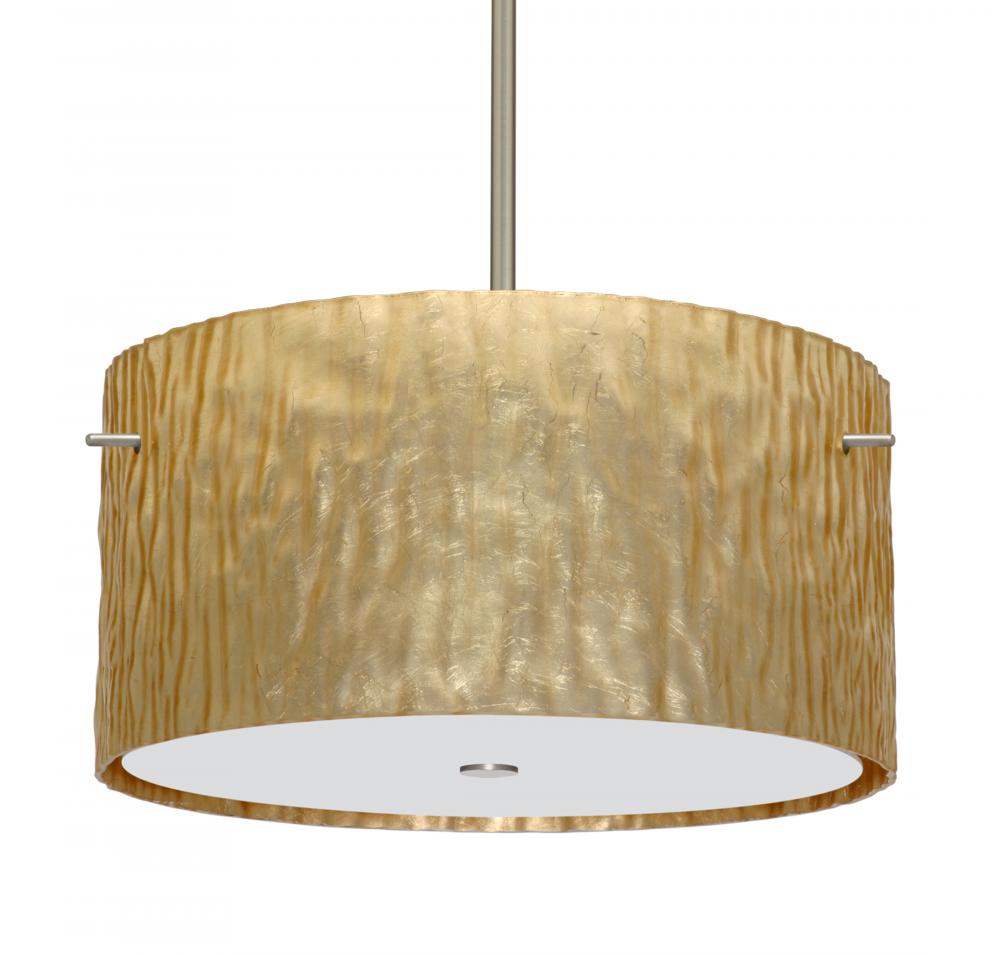 Besa Stem Pendant Tamburo 16 Satin Nickel Stone Gold Foil 3x100W Medium Base