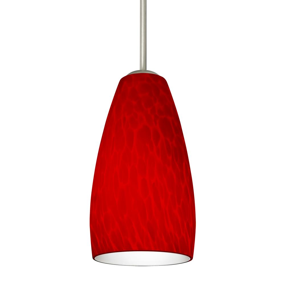 Besa Chrissy Pendant For Multiport Canopy Satin Nickel Red Cloud 1x9W LED