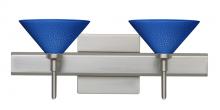 Besa Lighting 2SW-282484-LED-SN-SQ - Besa Wall With SQ Canopy Kona Satin Nickel Blue Starpoint 2x5W LED