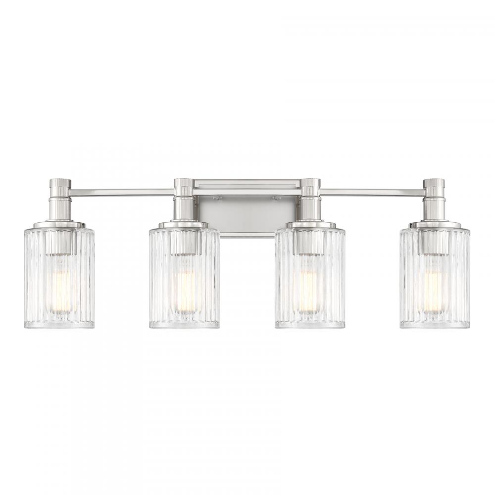 Concord 4-Light Bathroom Vanity Light in Silver and Polished Nickel