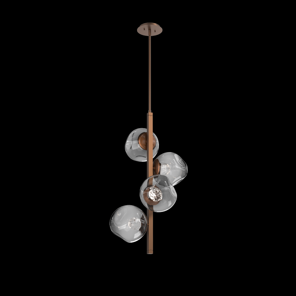 Luna 4pc Twisted Vine-Burnished Bronze-Floret Inner - Smoke Outer-Threaded Rod Suspension-LED 3000K