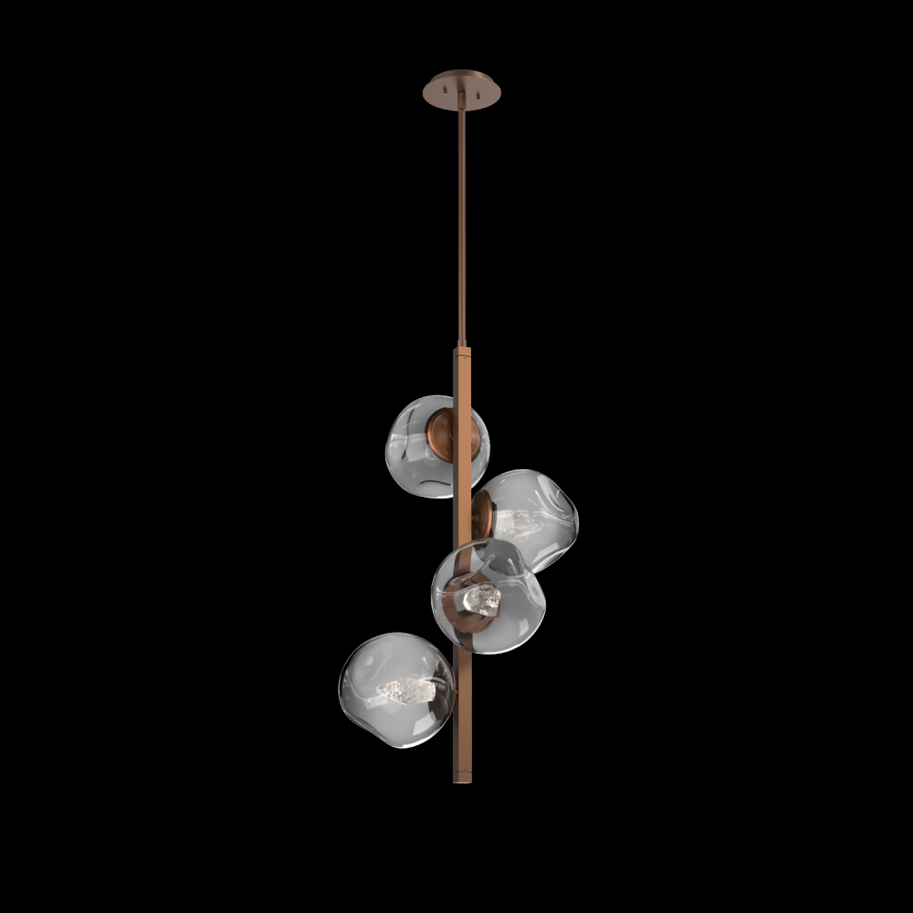 Luna 4pc Twisted Vine-Burnished Bronze-Geo Inner - Smoke Outer-Threaded Rod Suspension-LED 3000K