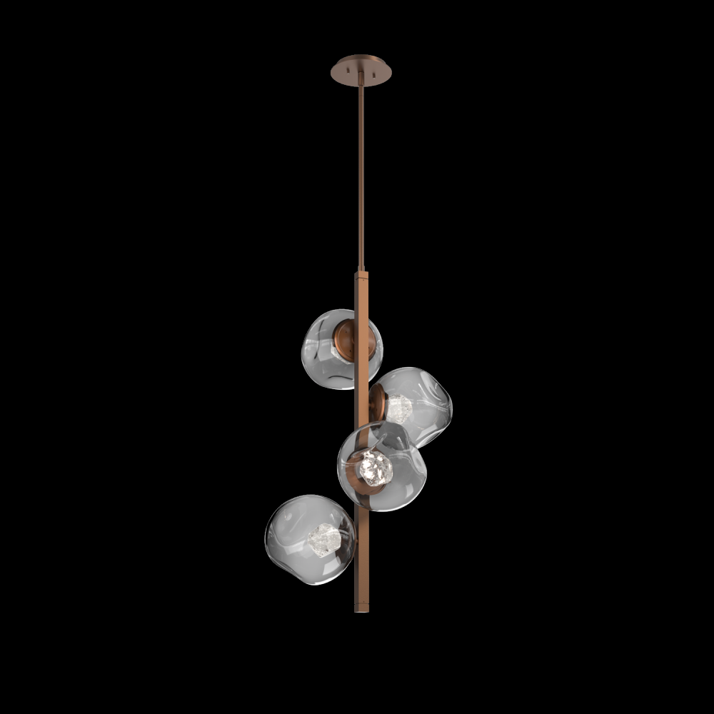 Luna 4pc Twisted Vine-Burnished Bronze-Zircon Inner - Smoke Outer-Threaded Rod Suspension-LED 3000K