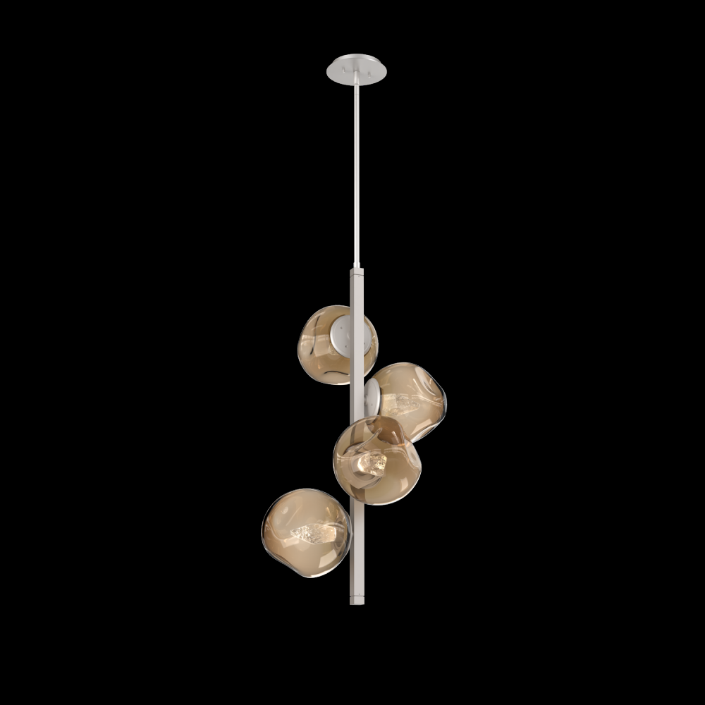 Luna 4pc Twisted Vine-Beige Silver-Geo Inner - Bronze Outer-Threaded Rod Suspension-LED 2700K