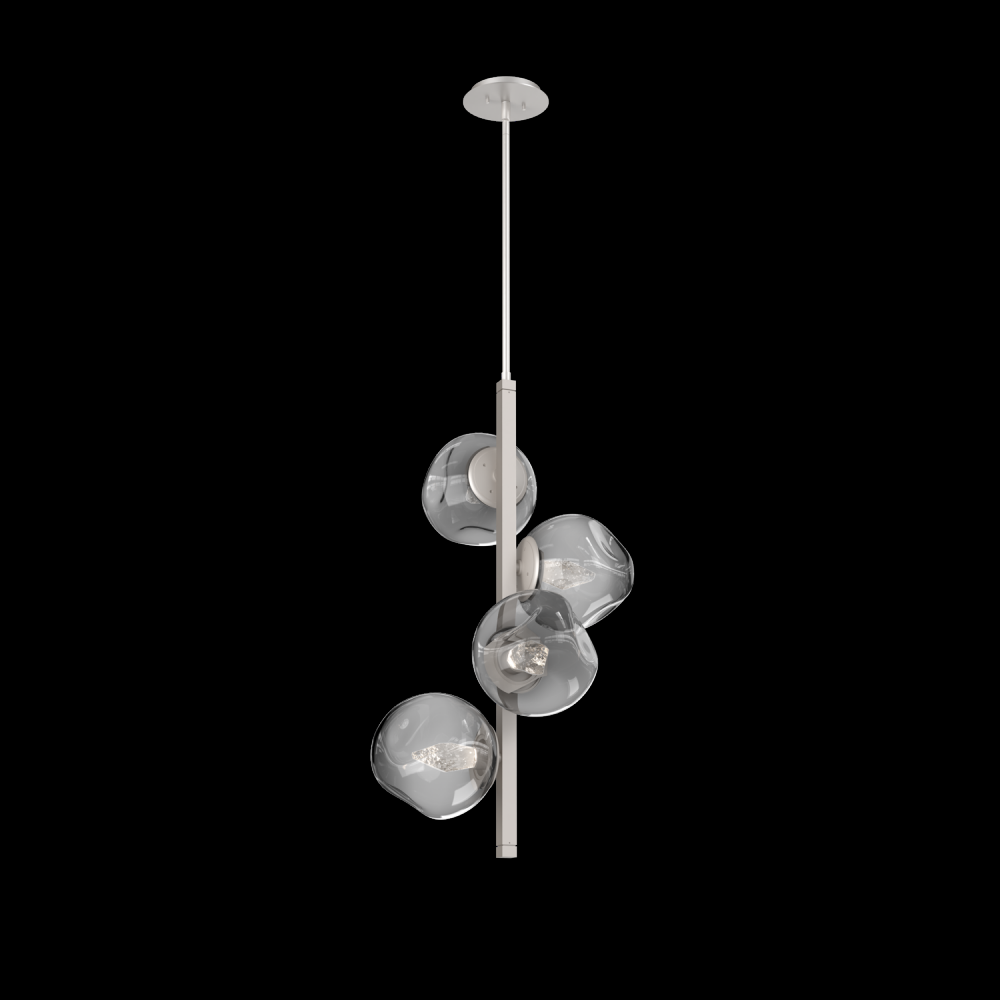 Luna 4pc Twisted Vine-Beige Silver-Geo Inner - Smoke Outer-Threaded Rod Suspension-LED 3000K