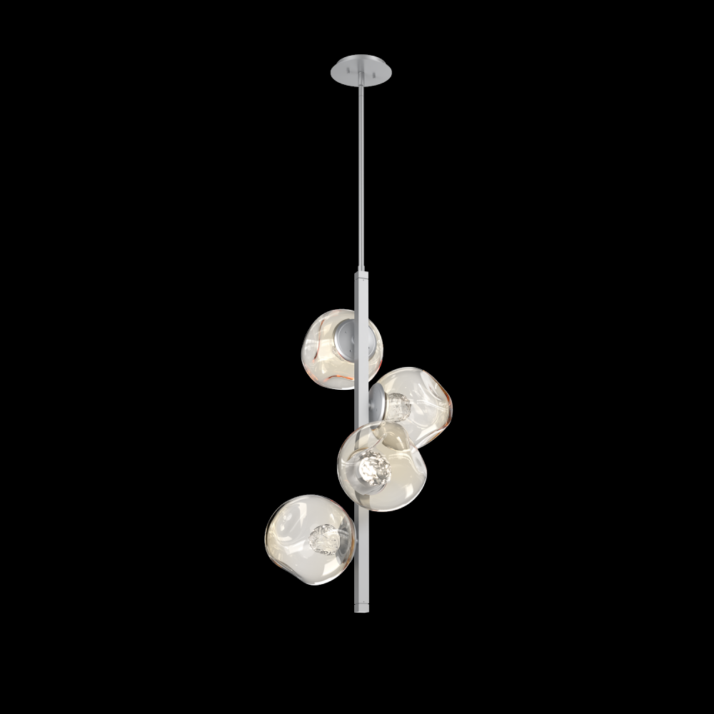 Luna 4pc Twisted Vine-Classic Silver-Floret Inner - Amber Outer-Threaded Rod Suspension-LED 3000K