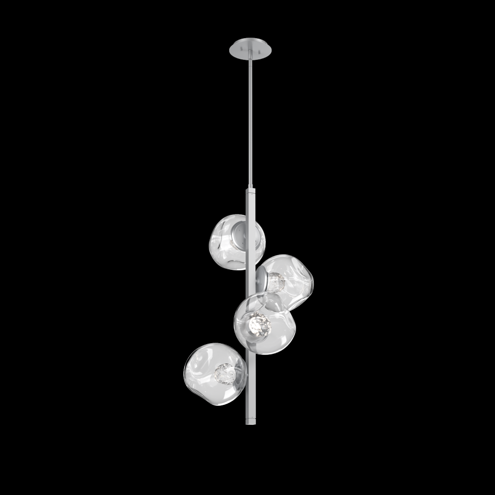 Luna 4pc Twisted Vine-Classic Silver-Floret Inner - Clear Outer-Threaded Rod Suspension-LED 3000K