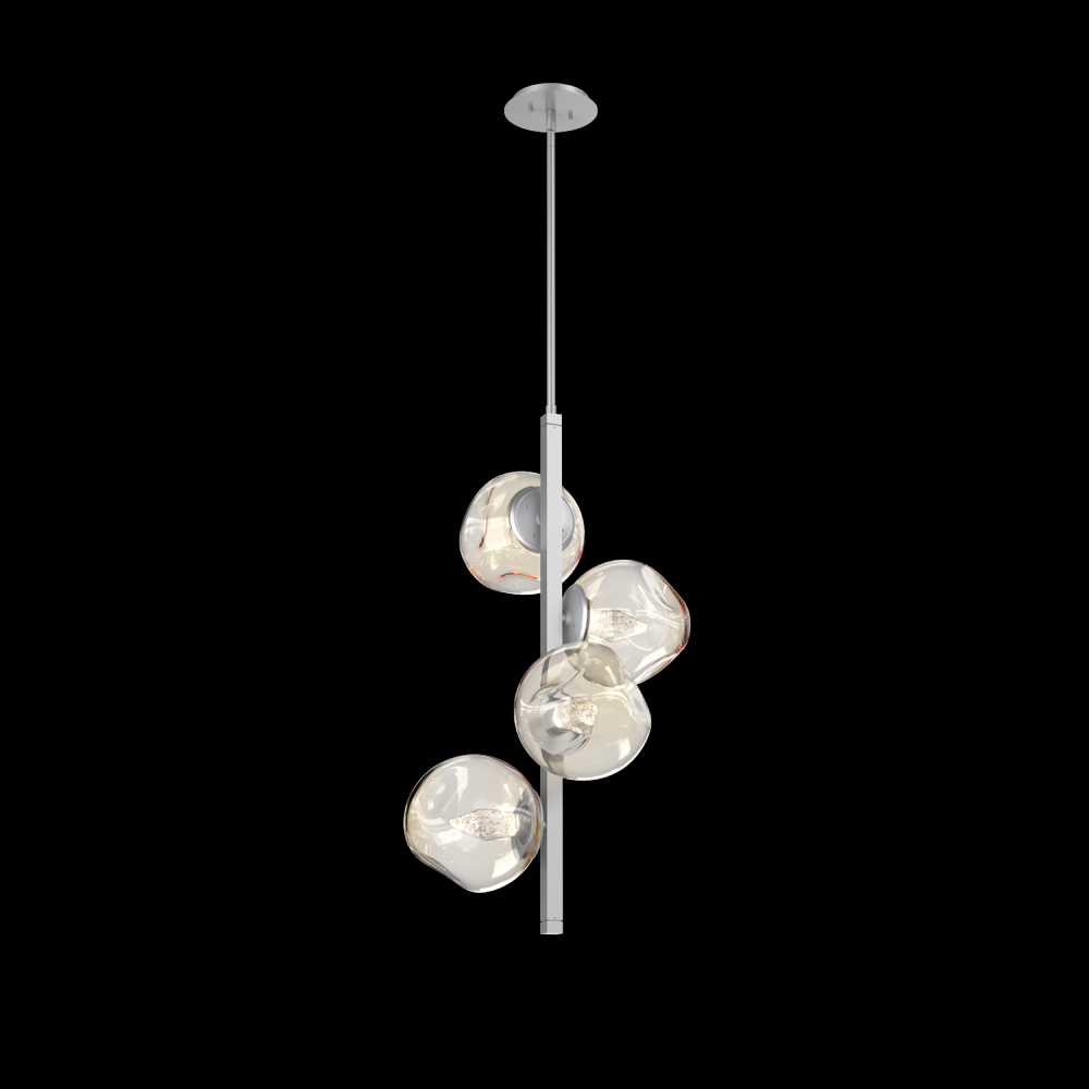 Luna 4pc Twisted Vine-Classic Silver-Geo Inner - Amber Outer-Threaded Rod Suspension-LED 3000K